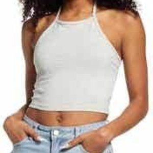 bp white halter crop top size small